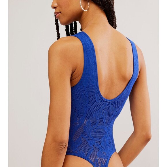 🆕 FREE PEOPLE Cutout Plunge Textured Bodysuit / Limoges - Picture 4 of 11